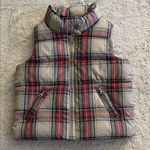 GAP Multicolor Plaid Puffer Vest